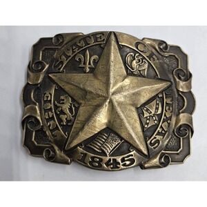 The State of Texas 1845 - Award Design Medals - Solid Brass  Lone Star Belt Buck
